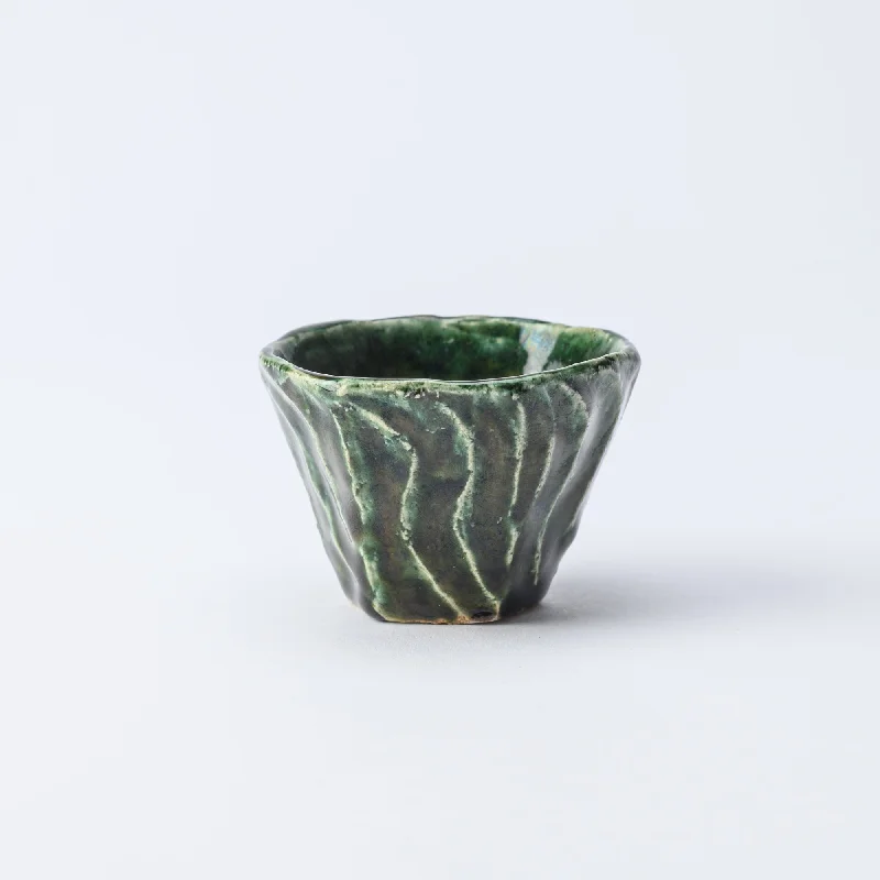 dishwasher safe coffee mug -Musashi Kiln Oribe Wave Mino Ware Hexagonal Guinomi Sake Cup