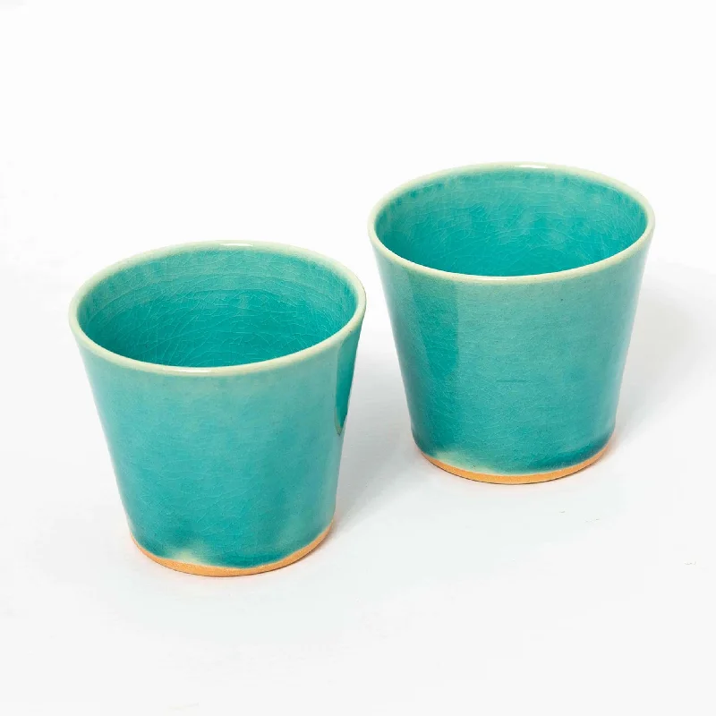 designer coffee mug -"Clean Sky" Turquoise Cups (Set of Two)