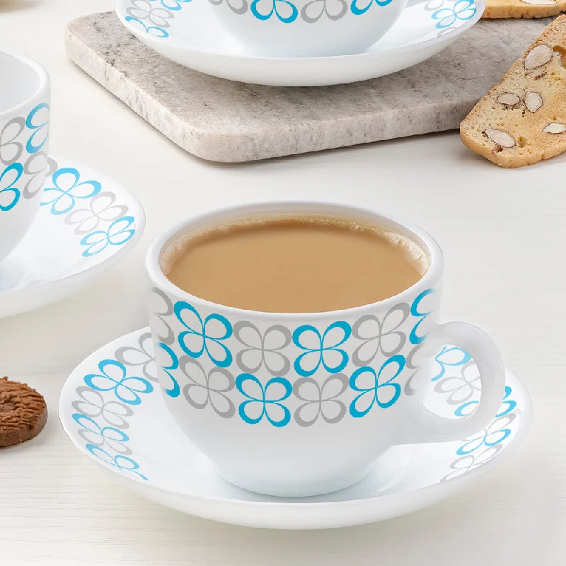 trendy coffee mug -Larah by Borosil Sundrop Blue Cup n Saucer Set