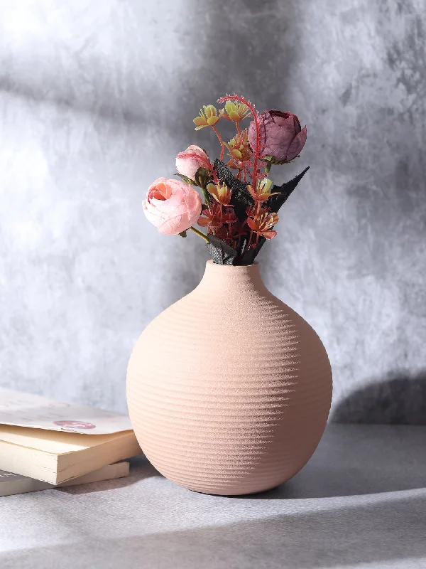 tall geometric handmade flower vase for table centerpieces -Bella Peach Enamel Vase