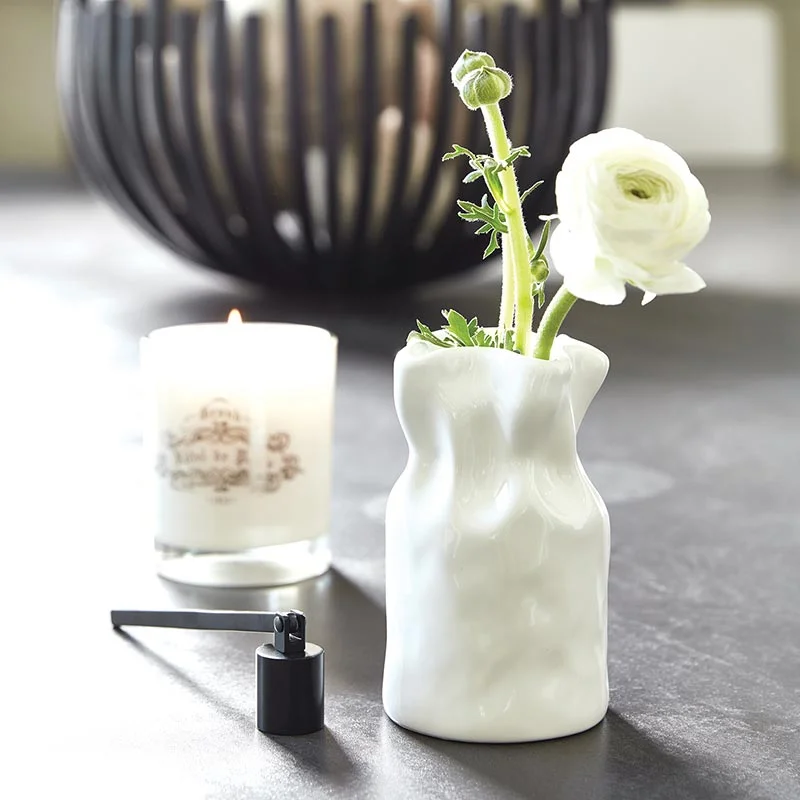 large ceramic flower vase for home decor -Miniature Cinched Ceramic Vase Set