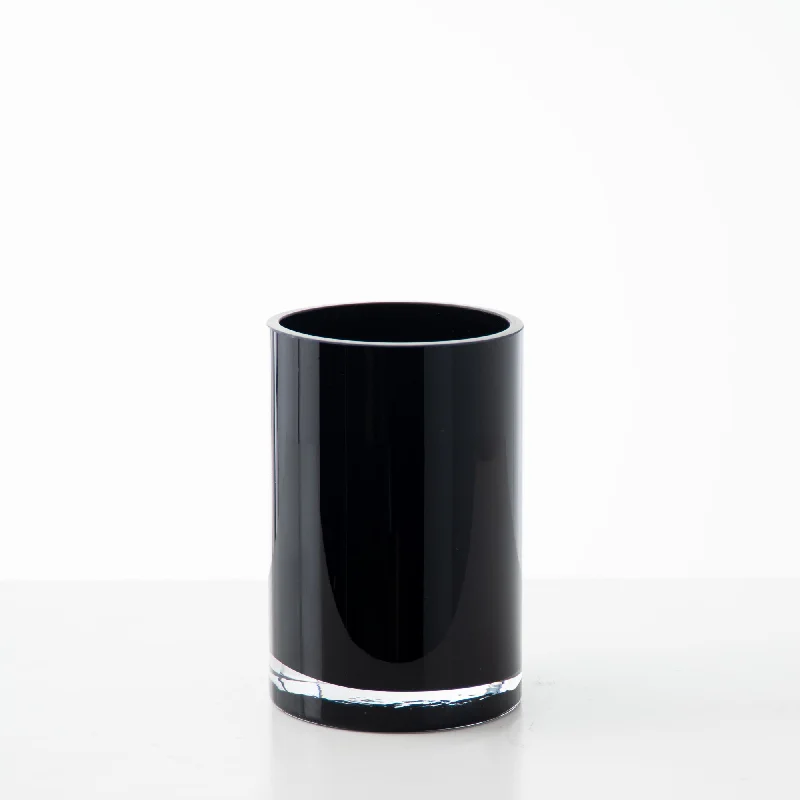 unique crystal flower vase for wedding displays -X-Small Black Cylinder Glass Vase