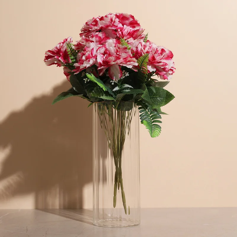 geometric crystal handmade flower jar for home centerpieces -Fluted Glass Vase With Gold Rim