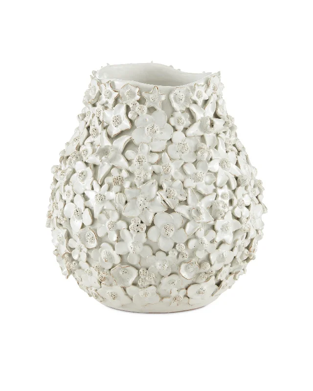 handmade crystal flower vase for living room -Jessamine White Vase