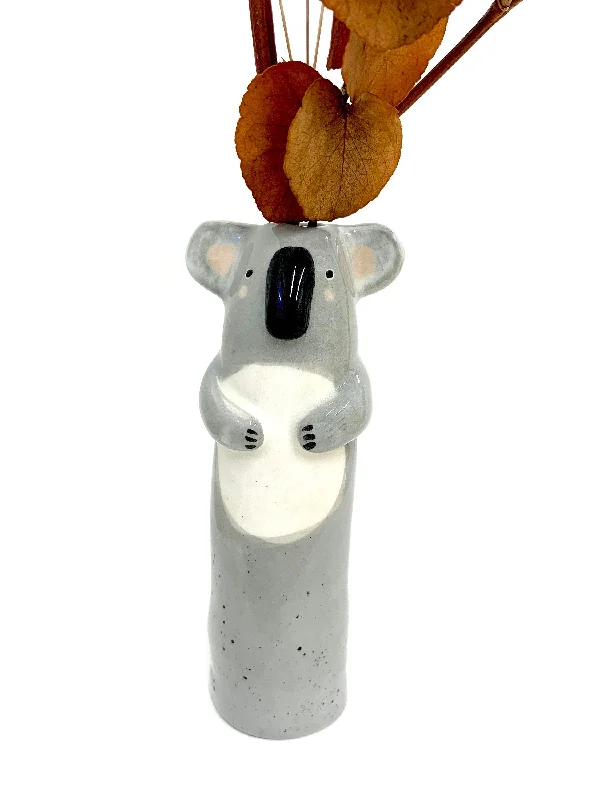 decorative tall handmade flower vase for floral arrangements -Soliflore koala en céramique vase émaillé