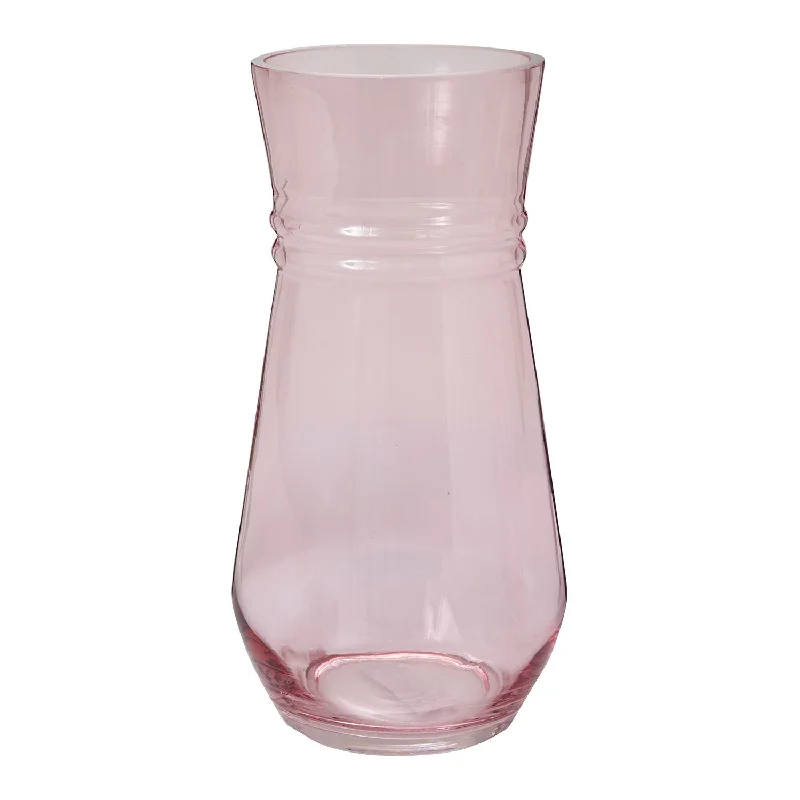 handmade geometric flower vase for home centerpieces -Pink Tinted Glass Hurricane Floral Vase