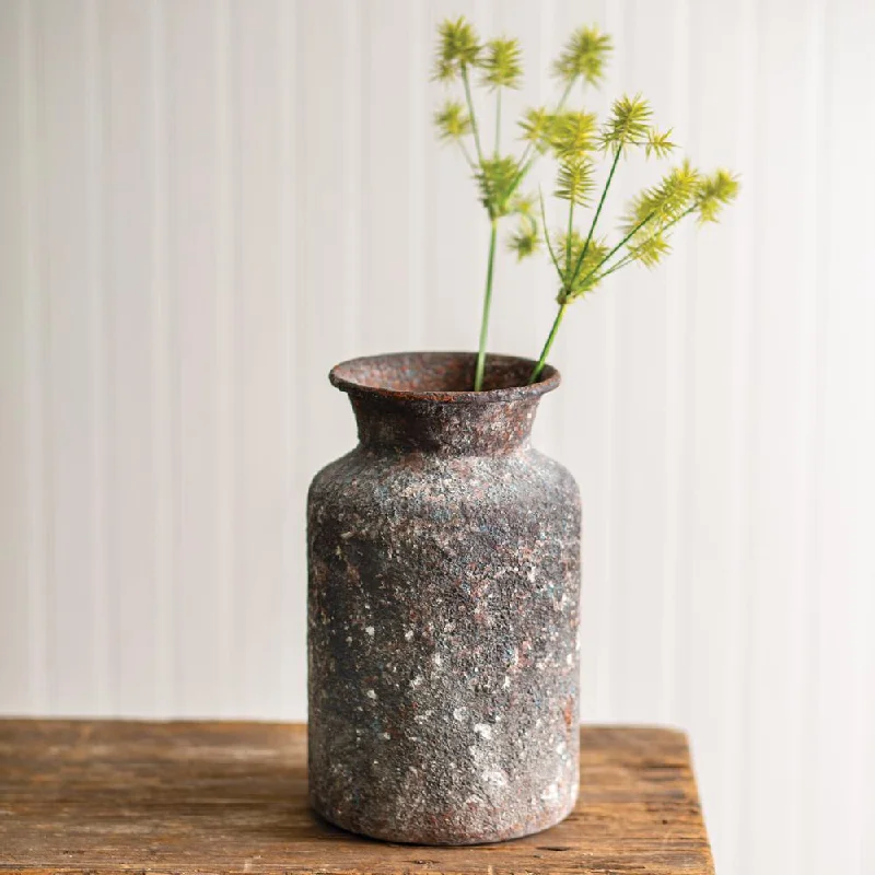 unique handmade geometric flower vase for living room -Rusty Textured Vase