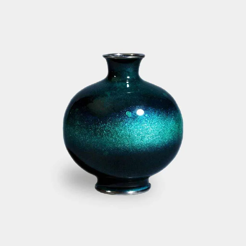 rustic geometric flower vase for modern home decor -[VASE] WIRELESS CLOISONNE UNIVERSE 4.5 BALL-SHAPED WATER (GREEN) SINGLE-WHEELED | OWARI CLOISONNE