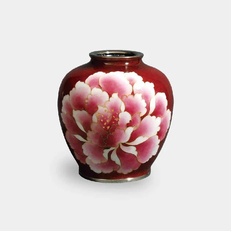 handmade geometric flower vase for modern dining room -[VASE] WIRED VASE 3 BALL-SHAPED RED TRANSPARENT PEONY VASE | OWARI CLOISONNE