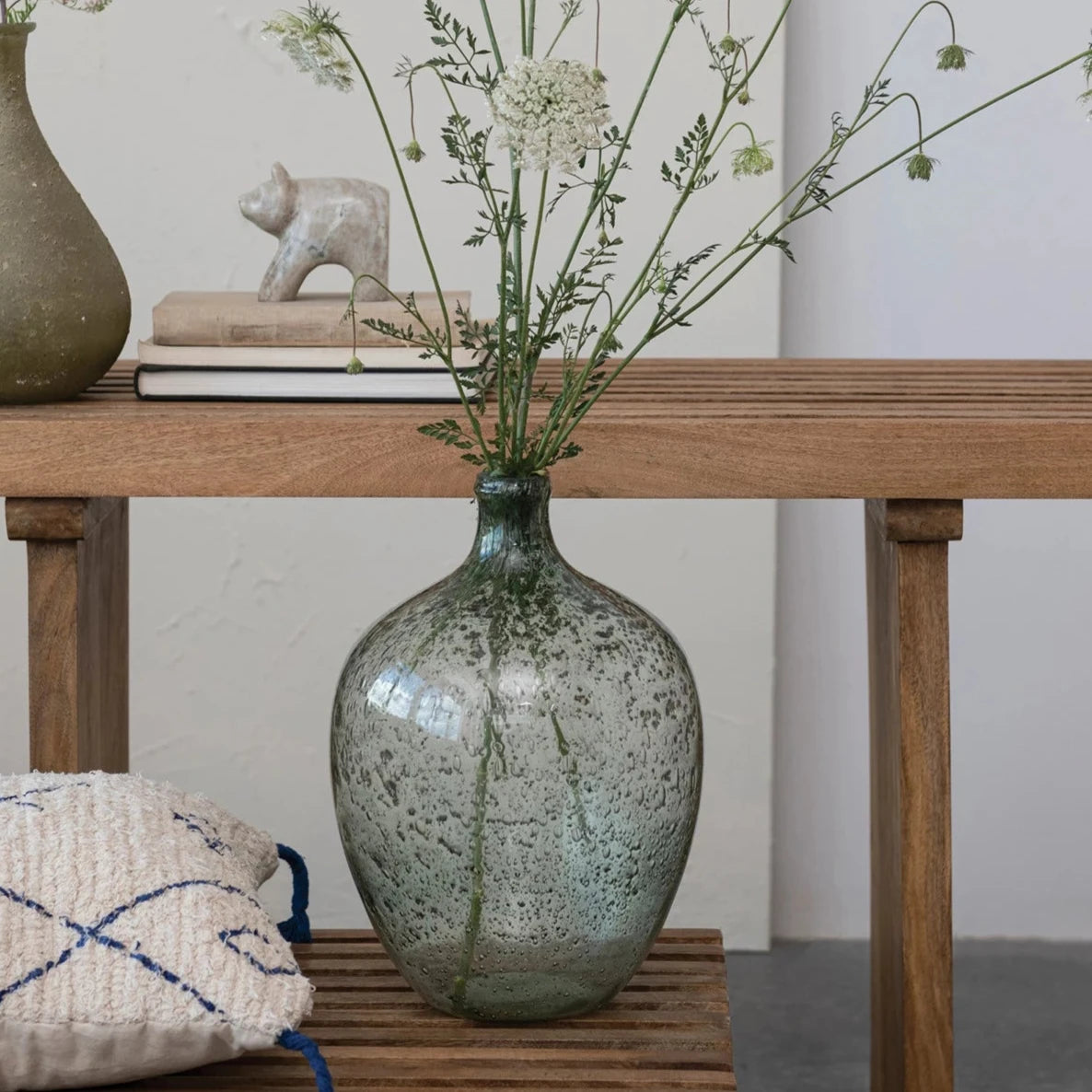 handmade geometric flower vase for modern dining room -Seeded Glass Vase