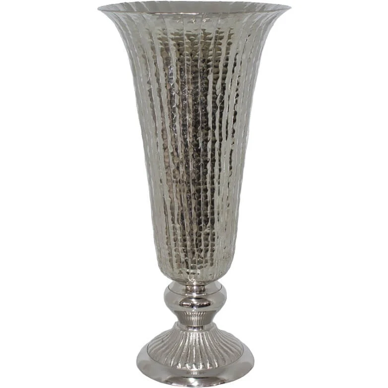 modern geometric flower vase for wedding decor -Silver Sparkle Flared Vase (43 cm)