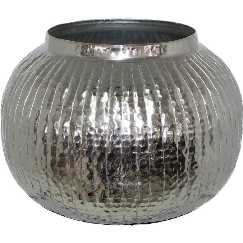 creative handmade geometric flower jar for living room -Silver Sparkle Squat Vase 31 cm