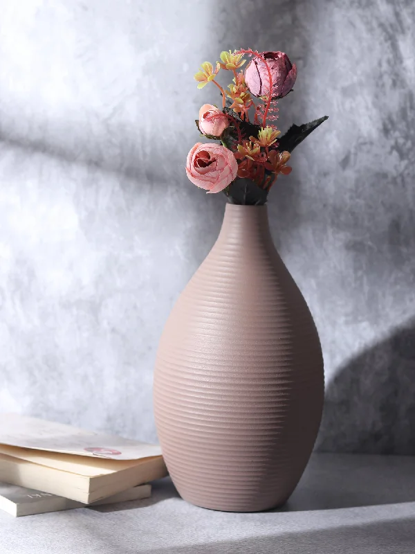 geometric ceramic flower vase for office decoration -Vesera Graphite Black Enamel Vase