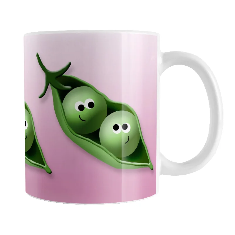 cute coffee cup with design -2 Peas in a Pod Pink Mug