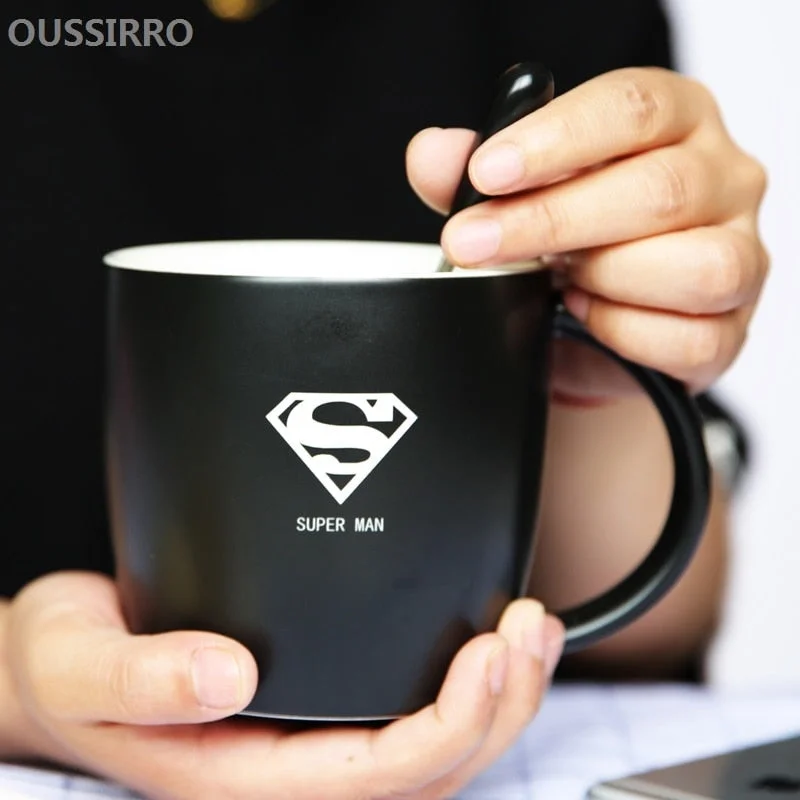 custom coffee cup for family -3D Engraving Large Captain Super Hero Ceramic Coffee Mugs Cup Creative Milk Mug Superhero Portable Tumbler Drink Iron Man Batman