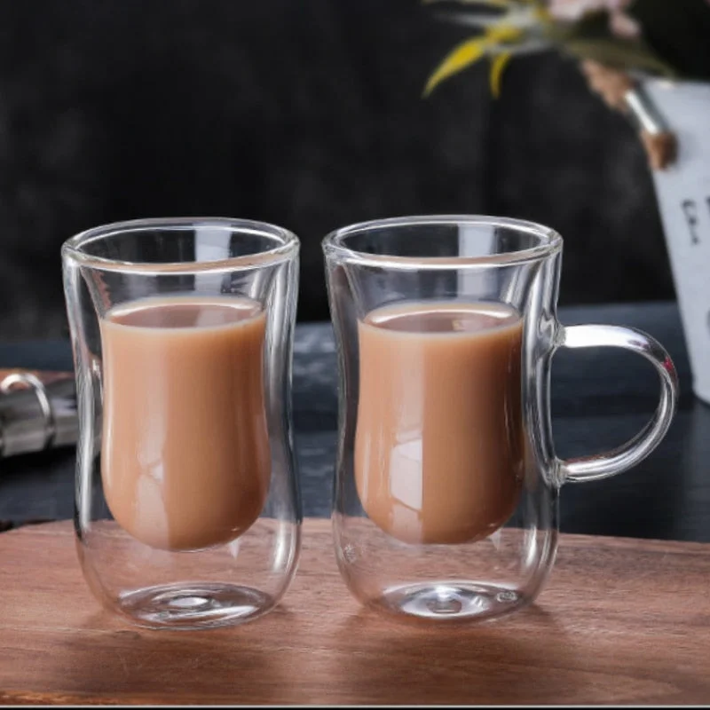 coffee mug with quote -80ml European Double Coffee Mug Heat-resistant Double Glass Cappuccino Cup Milk Cup Juice Cup New Cafe Office