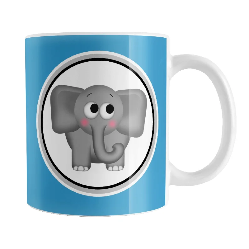 custom travel coffee mug -Adorable Blue Elephant Mug