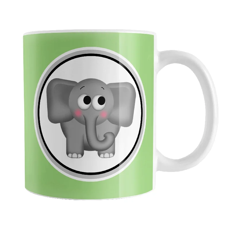 sleek travel coffee mug -Adorable Green Elephant Mug