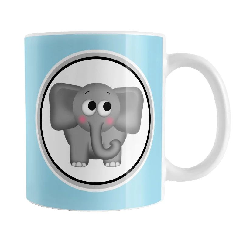 personalized mug with photo -Adorable Light Blue Elephant Mug