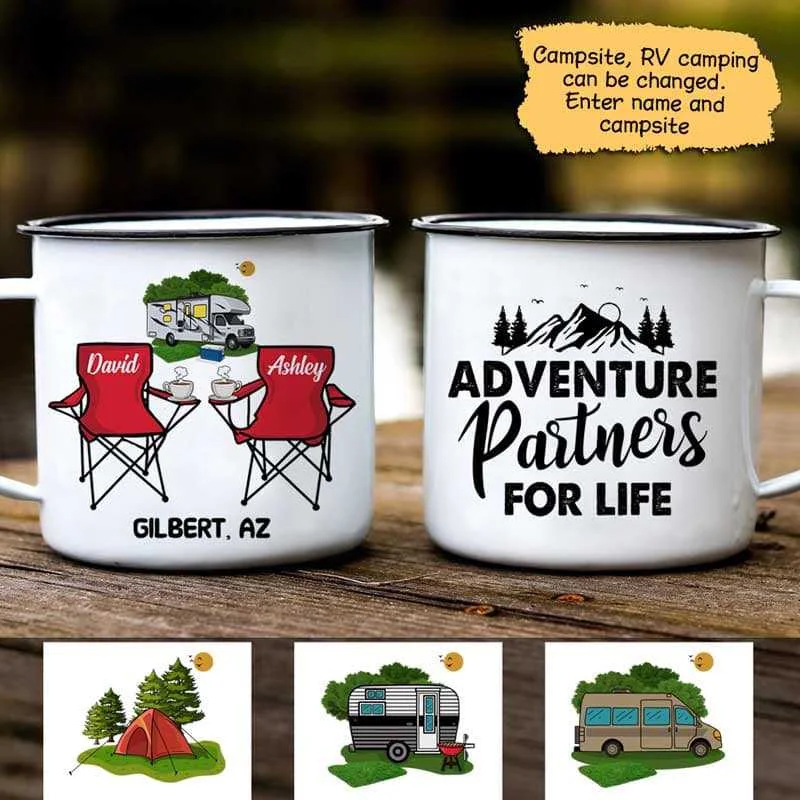 bamboo insulated mug -Adventure Partners Campsite Personalized Campfire Mug