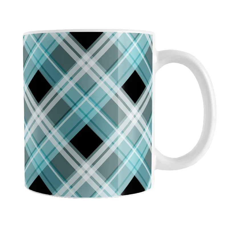 bright tea mug -Alternative Turquoise Plaid Mug