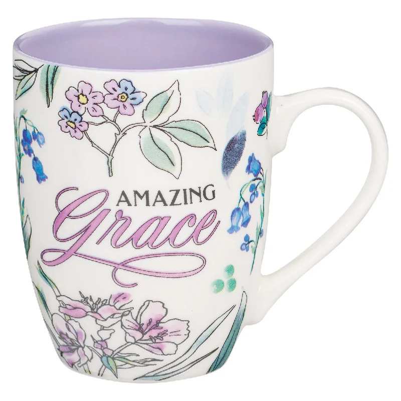 pastel coffee mug -Amazing Grace Ceramic Mug With Purple Interior