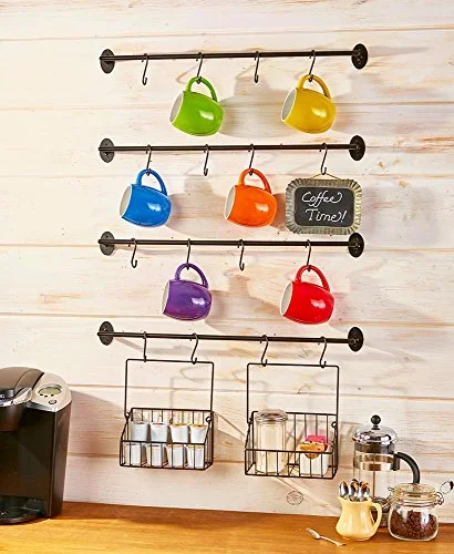 personalized tea mug -Amazon.com - The Lakeside Collection Coffee Mug Wall Rack for Coffee and Tea Cups - Six-Piece Steel -