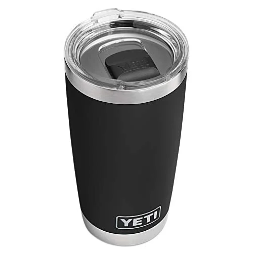 travel coffee mug -Amazon.com: YETI Rambler 20 oz Stainless Steel Vacuum Insulated Tumbler w/MagSlider Lid, Black: Sports & Outdoors