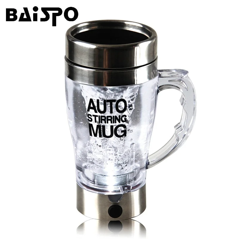 funny coffee cup for work -BAISPO Self Stirring Mug Automatic Electric Lazy Automatic Coffee Mixing Tea Mix Cup Travel Mug Double Insulated thermal Cup