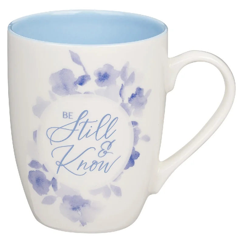 oversized tea cup -Be Still Blue Ceramic Mug - Psalms 46:10