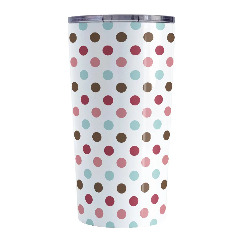 travel cup with cute design -Berry Blue Polka Dots Tumbler Cup