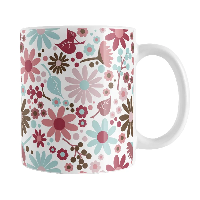 insulated cup for hot drinks -Berry Blue Summer Flowers Mug