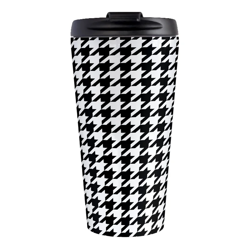 handmade tea mug -Black and White Houndstooth Travel Mug