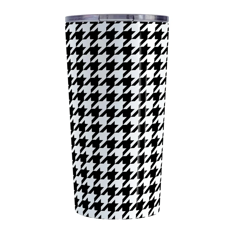 coffee mug for women -Black and White Houndstooth Tumbler Cup