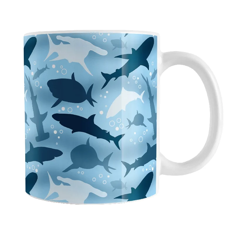 custom printed coffee mug -Blue Frenzy Sharks Mug