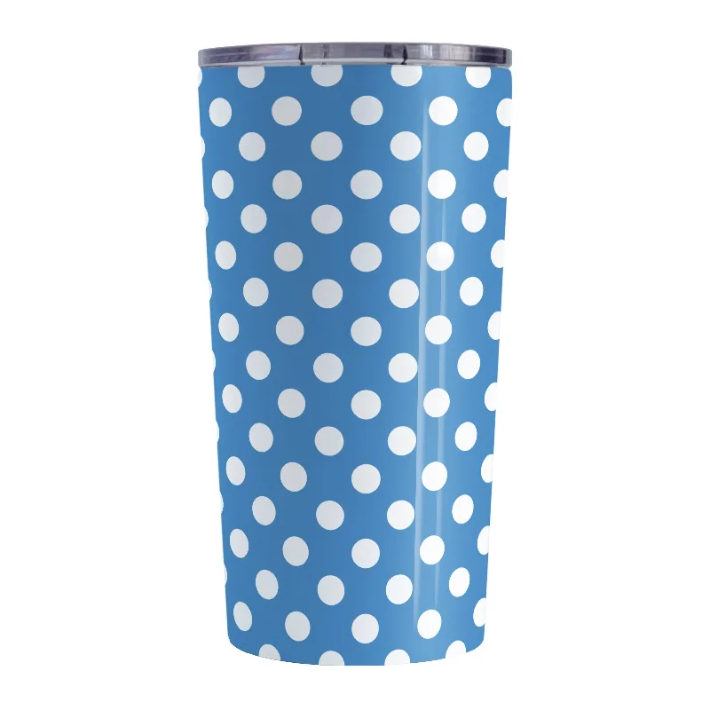 travel mug for office -Blue Polka Dot Tumbler Cup