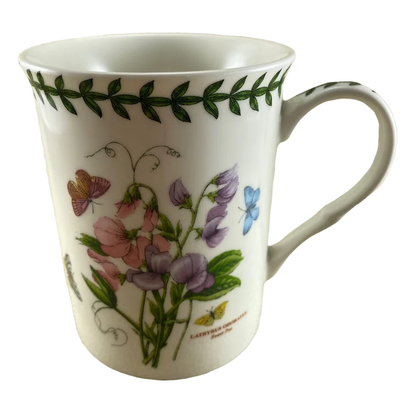 quirky coffee mug -Botanic Garden Lathyrus Odoratus Sweet Pea Susan Williams Ellis Mug Portmeirion