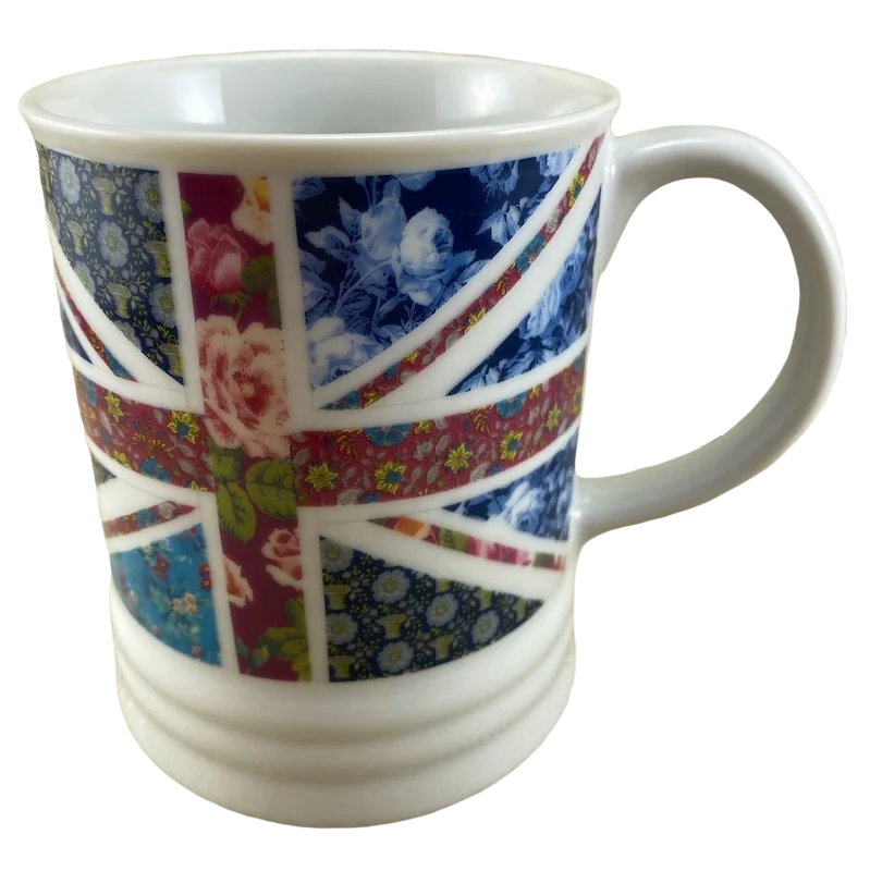 insulated cup for hot drinks -British Flag Floral Mug Fringe Studio