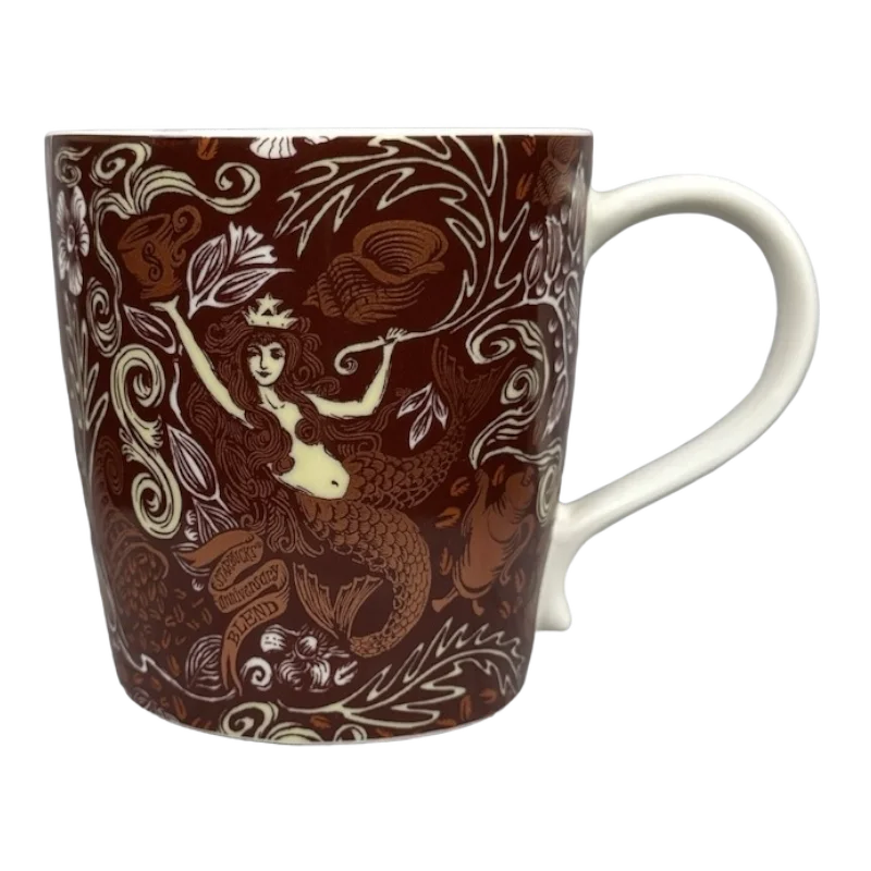 ceramic travel mug -Bronze Siren Seashells And Flowers Anniversary 12oz Mug 2008 Starbucks