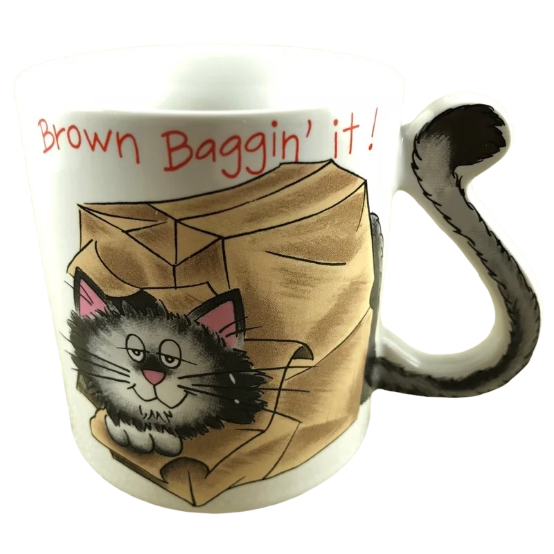 small coffee mug -Brown Baggin' It! Cat Mug