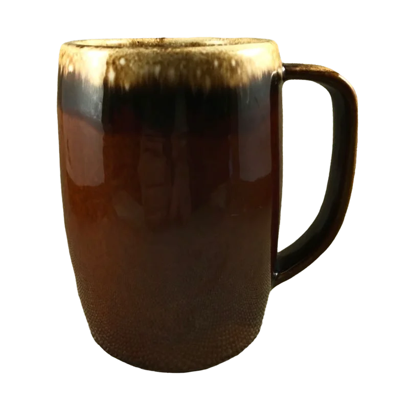 coffee mugs for gifting -Brown Drip Jumbo Pottery Oven Proof USA Mug Hull Pottery