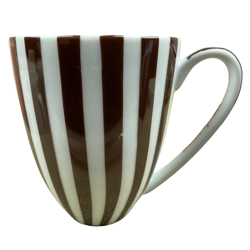 transparent travel coffee cup -Brown Stripes With Brown Striped Handle Signature Mug Henri Bendel