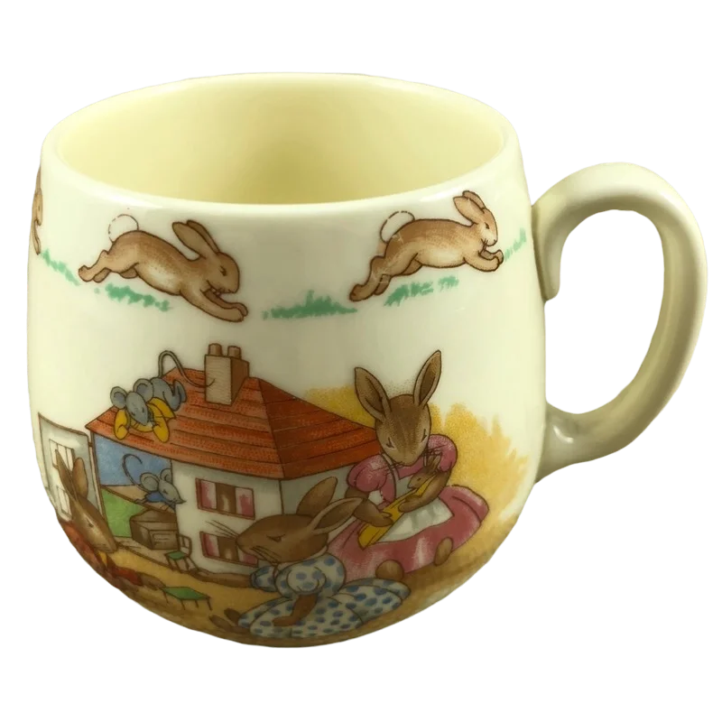 eco-friendly tea mug -Bunnykins Playing With A Dollhouse Single Handle Mug Royal Doulton