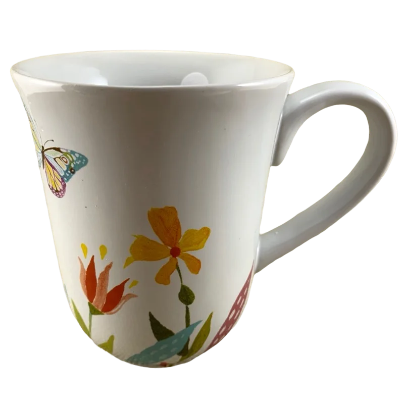 coffee mug with lid -Butterflies And Flowers Mug Target