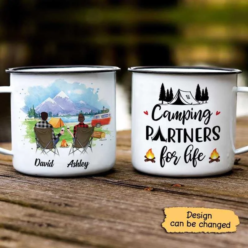 custom coffee cup for family -Camping Partners For Life Personalized Campfire Mug