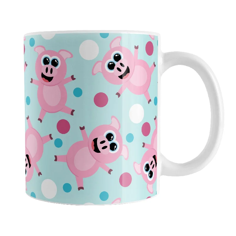 personalized coffee mug -Cartoon Pink and Blue Pattern - Cute Pig Mug