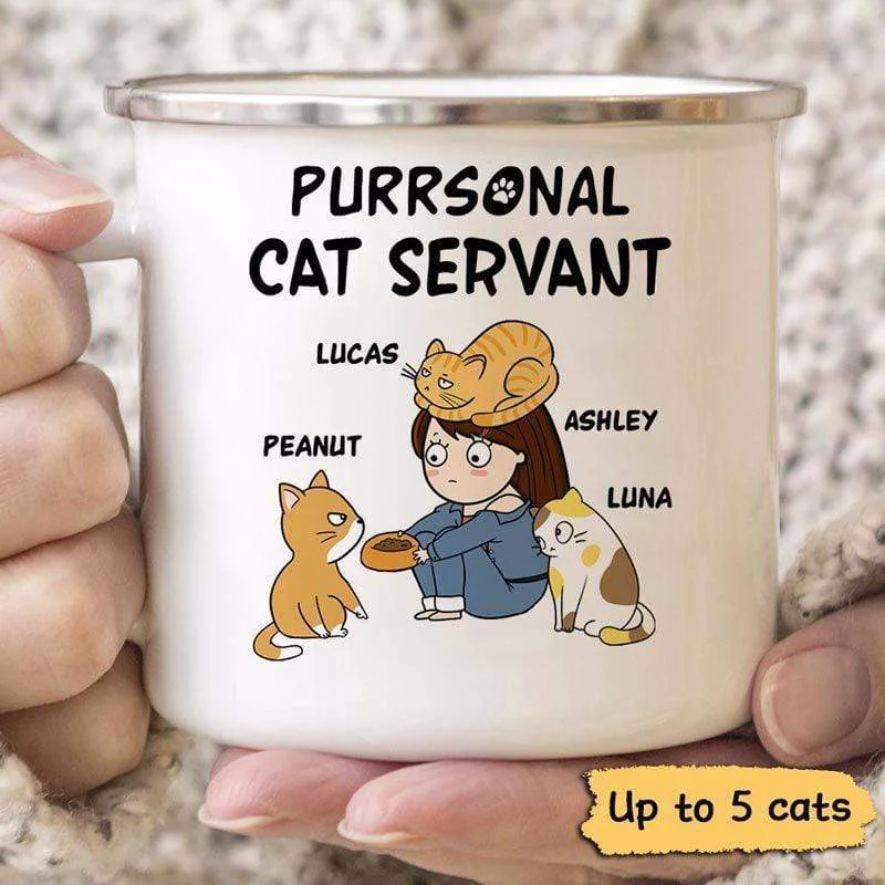 large thermal coffee mug -Cat Purrsonal Servant Chibi Girl Personalized Campfire Mug