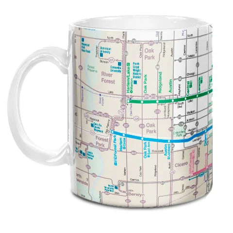 personalized coffee cup -CTA Bus & Rail Map Mug