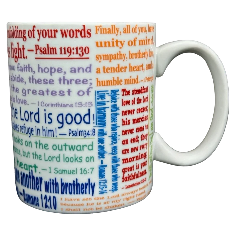 pink coffee mug -Christian Scripture Bible Mug Bas Bleu