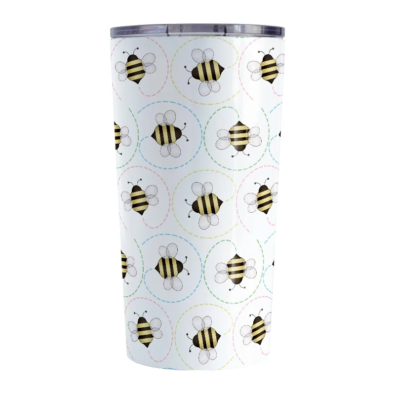 custom printed tea cup -Circling Dainty Bee Pattern Tumbler Cup